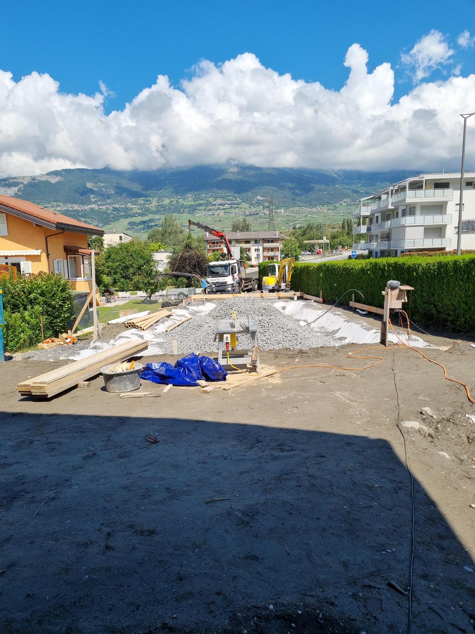 Fondations du chantier de la Promotion Printse à Aproz